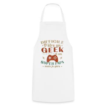 A geek and a great dad - Cooking Apron - white - Front - AI Model Male 185 dark (185cm)