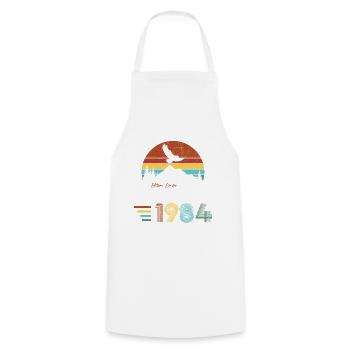December 1984 Vintage Retro Birthday Gift - Cooking Apron - white - Front - AI Model Male 185 dark (185cm)