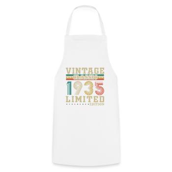 Original 1935 Vintage Retro Cadeau D’anniversaire - Tablier de cuisine - blanc - Devant - AI Model Male 185 dark (185cm)