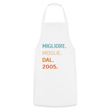 Wife since 2005 - Cooking Apron - white - Front - AI Model Male 185 dark (185cm)