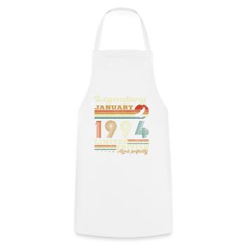 January 1994 retro vintage anniversary 1994 - Cooking Apron - white - Front - AI Model Male 185 dark (185cm)