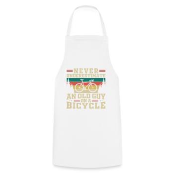 Never Underestimate An Old Guy On A Bicycle - Cooking Apron - white - Front - AI Model Male 185 dark (185cm)
