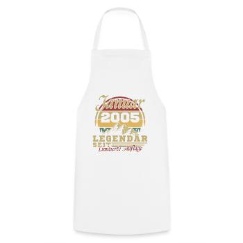 20e anniversaire Né en janvier 2005 - Tablier de cuisine - blanc - Devant - AI Model Male 185 dark (185cm)