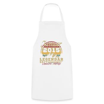 Cadeau anniversaire 10 ans Né en janvier 201 - Tablier de cuisine - blanc - Devant - AI Model Male 185 dark (185cm)