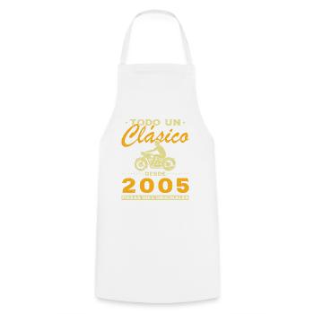 Biker A Classic Born In 2005 - Cooking Apron - white - Front - AI Model Male 185 dark (185cm)