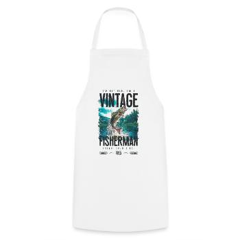 Vintage Trout Fisherman Fishing Birthday 1955 - Cooking Apron - white - Front - AI Model Male 185 dark (185cm)