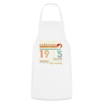 Février 1985 Vintage Anniversaire 1985 Cadeau - Tablier de cuisine - blanc - Devant - AI Model Male 185 dark (185cm)