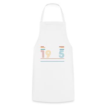 Février 1985 Vintage Anniversaire 1985 Cadeau - Tablier de cuisine - blanc - Devant - AI Model Male 185 dark (185cm)