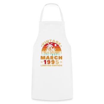 March 1995 Vintage Birthday Gift - Cooking Apron - white - Front - AI Model Male 185 dark (185cm)