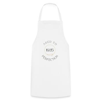 90th Birthday, aged to perfection 1935, gift - Cooking Apron - white - Front - AI Model Male 185 dark (185cm)