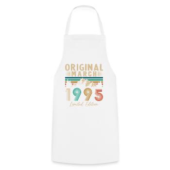 March 1995 Vintage Birthday Gift - Cooking Apron - white - Front - AI Model Male 185 dark (185cm)