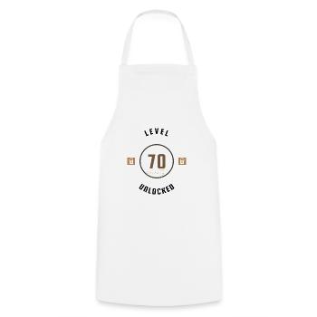70th Birthday Level seventy unlocked, gift - Cooking Apron - white - Front - AI Model Male 185 dark (185cm)