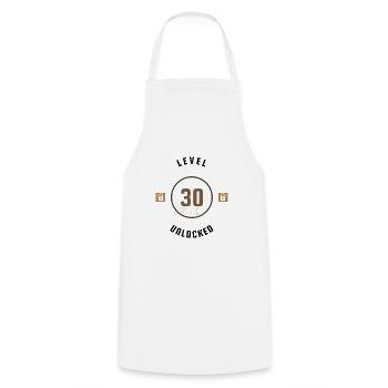 30th Birthday Level thirty unlocked, gift - Cooking Apron - white - Front - AI Model Male 185 dark (185cm)