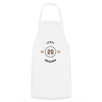 20th Birthday Level twenty unlocked, gift - Cooking Apron - white - Front - AI Model Male 185 dark (185cm)