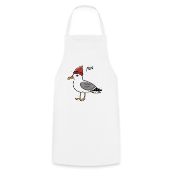Moin Seagull in Cap Baltic Sea and North Sea Sayings - Cooking Apron - white - Front - AI Model Male 185 dark (185cm)