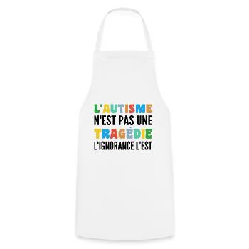 L'autisme N'est Pas Une Tragédie - Tablier de cuisine - blanc - Devant - AI Model Male 185 dark (185cm)