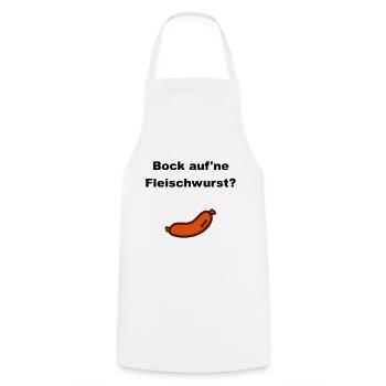 Bock auf'ne Fleischwurst? (Wurst) - Kochschürze - Weiß - Vorne - AI Model Male 185 dark (185cm)
