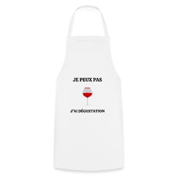 Je peux pas j'ai dégustation de Vin Bordeaux - Tablier de cuisine - blanc - Devant - AI Model Male 185 dark (185cm)