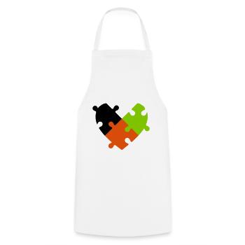 Puzzle de cœur - Tablier de cuisine - blanc - Devant - AI Model Male 185 dark (185cm)