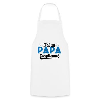 Fête des Pères - J'ai Un Papa Exceptionnel - Tablier de cuisine - blanc - Devant - AI Model Male 185 dark (185cm)