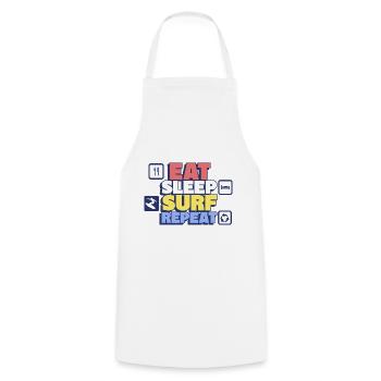 Manger, dormir, s’entraîner, surfer – surfer-surf - Tablier de cuisine - blanc - Devant - AI Model Male 185 dark (185cm)
