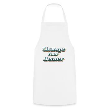 Fun T-shirt / CYD Change your Dealer - Kochschürze - Weiß - Vorne - AI Model Male 185 dark (185cm)