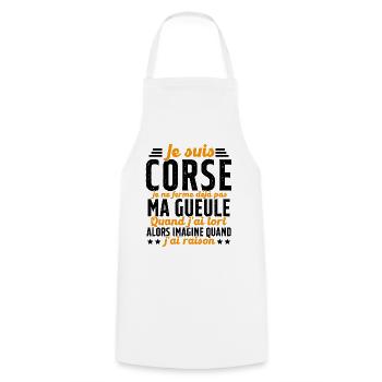 Corse je ne ferme pas ma gueule cadeau humour - Tablier de cuisine - blanc - Devant - AI Model Male 185 dark (185cm)