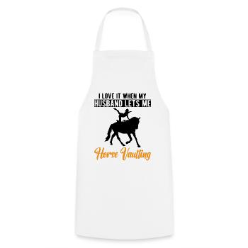 Drôle de cavalier Cheval Femme Sauteuse - Tablier de cuisine - blanc - Devant - AI Model Male 185 dark (185cm)