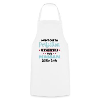 Maman est la perfection - Cadeau fête des mères - Tablier de cuisine - blanc - Devant - AI Model Male 185 dark (185cm)