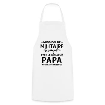 Militaire Futur Papa Cadeau Drôle Fête Des Pères - Tablier de cuisine - blanc - Devant - AI Model Male 185 dark (185cm)