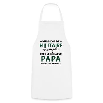 Militaire Futur Papa Cadeau Drôle Fête Des Pères - Tablier de cuisine - blanc - Devant - AI Model Male 185 dark (185cm)