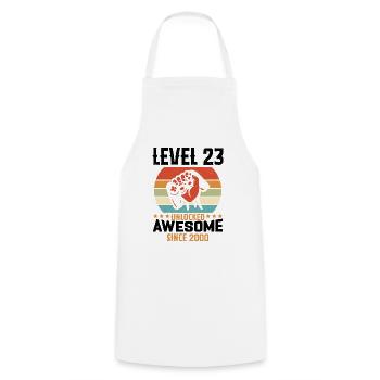 Level 23 Complete 2000 Birthday Gift - Cooking Apron - white - Front - AI Model Male 185 dark (185cm)