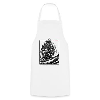 Ship on rough seas - Cooking Apron - white - Front - AI Model Male 185 dark (185cm)