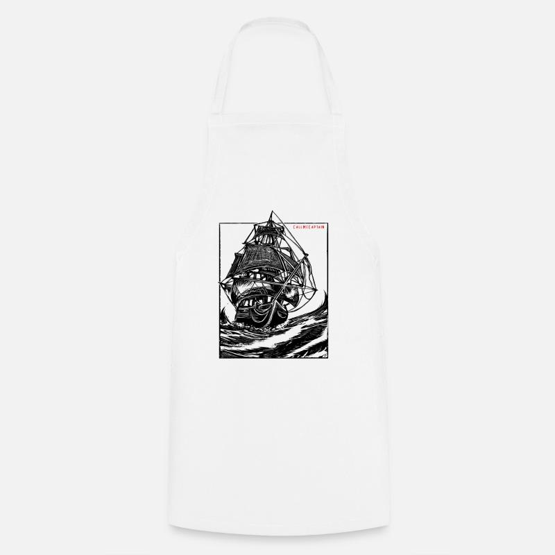 Ship on rough seas - Cooking Apron - white