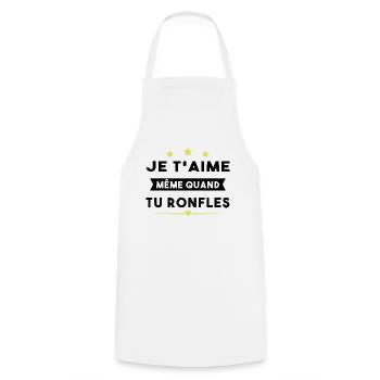 Couple Saint Valentin Je T'aime Quand Tu Ronfles - Tablier de cuisine - blanc - Devant - AI Model Male 185 dark (185cm)