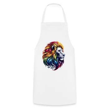Leo Zodiac Vibrant Rainbow Animal Symbol - Cooking Apron - white - Front - AI Model Male 185 dark (185cm)