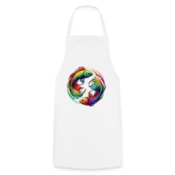 Pisces Zodiac Enigmatic Rainbow Design - Cooking Apron - white - Front - AI Model Male 185 dark (185cm)