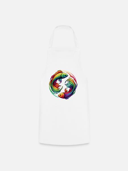 Fische Sternzeichen Rätselhaftes Regenbogen-Design - Kochschürze - Weiß