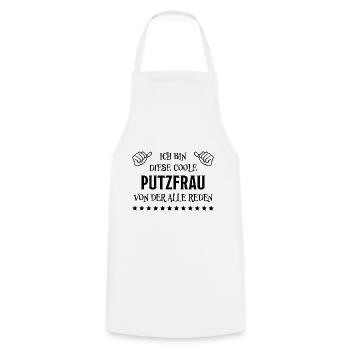 Putzfrau Haushalt Spruch Reinigungskraft Geschenk - Kochschürze - Weiß - Vorne - AI Model Male 185 dark (185cm)