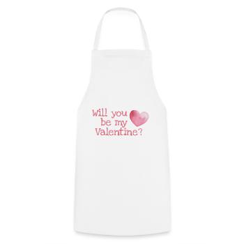 Valentinstags Geschenk / Will you be my Valentine? - Kochschürze - Weiß - Vorne - AI Model Male 185 dark (185cm)