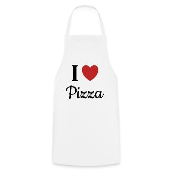 I LOVE PIZZA - Kochschürze - Weiß - Vorne - AI Model Male 185 dark (185cm)
