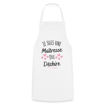 je suis une maîtresse qui déchire cadeau maîtresse - Tablier de cuisine - blanc - Devant - AI Model Male 185 dark (185cm)
