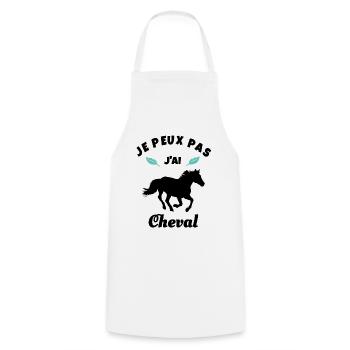 je peux pas j'ai cheval équitation - Tablier de cuisine - blanc - Devant - AI Model Male 185 dark (185cm)