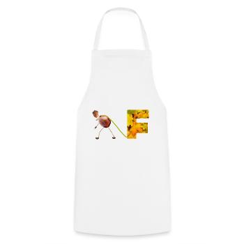 Letter F with chestnut man - Cooking Apron - white - Front - AI Model Male 185 dark (185cm)