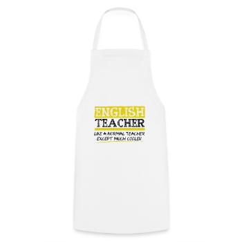 Professeur d'anglais. Comme un professeur normal mais cool - Tablier de cuisine - blanc - Devant - AI Model Male 185 dark (185cm)