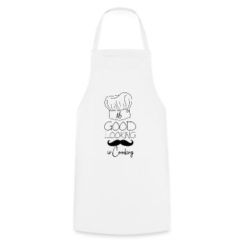 Mr. Good Looking is cooking - Cooking Apron - white - Front - AI Model Male 185 dark (185cm)