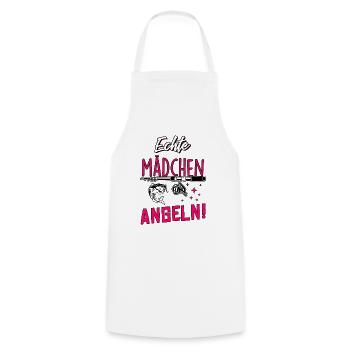 Echte Mädchen Angeln - Kochschürze - Weiß - Vorne - AI Model Male 185 dark (185cm)
