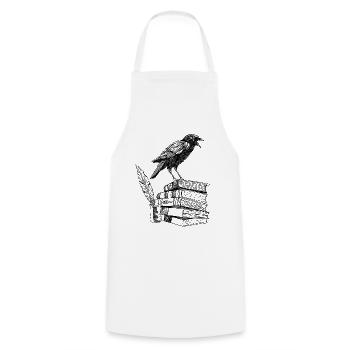 Dark Academia Aesthetic Corbeau On Old Livres - Tablier de cuisine - blanc - Devant - AI Model Male 185 dark (185cm)