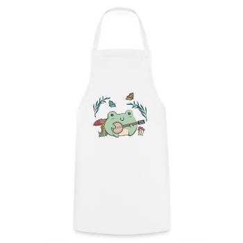 Cottagecore Aesthetic Kawaii Frog Plays Banjo - Cooking Apron - white - Front - AI Model Male 185 dark (185cm)