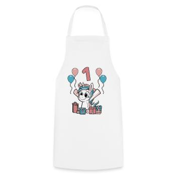 1 Year Unicorn Children's Birthday Girl Gift - Cooking Apron - white - Front - AI Model Male 185 dark (185cm)